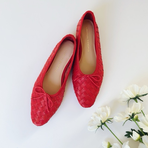 Loeffler Randall Landry Woven Ballet Flat Red Leather - Picture 6 of 11